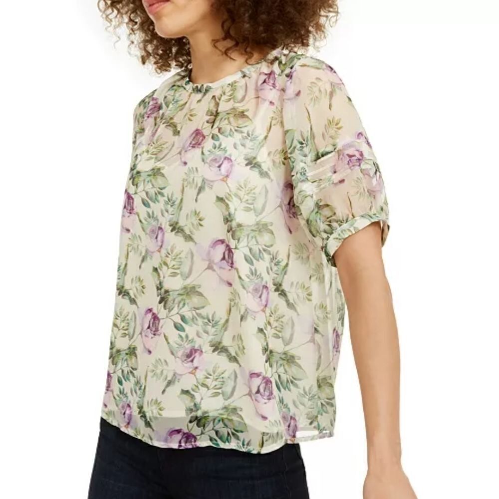 INC Floral Puff-Sleeve Blouse